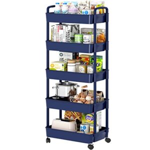 Sywhitta 5-Tier Plastic Rolling Utility Cart with