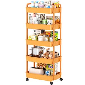 Sywhitta 5-Tier Plastic Rolling Utility Cart